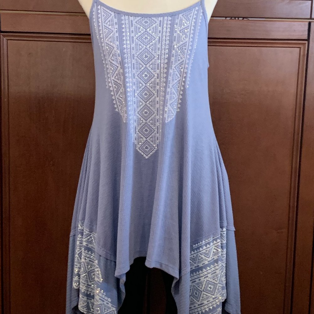 Vocal Waffle Knit Blue Studded Dress
